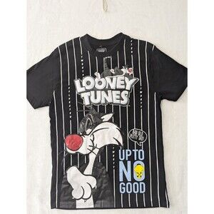 New Looney Tunes Tshirt Mens Small Black Sylvester Tweety Bird Tee Shirt Cartoon